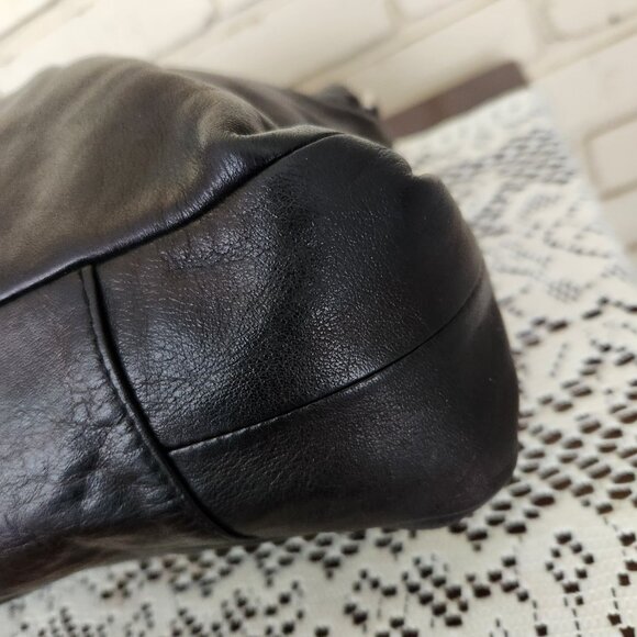 Coach Ashley All Black Leather Tote Bag Handbag - Picture 7 of 13